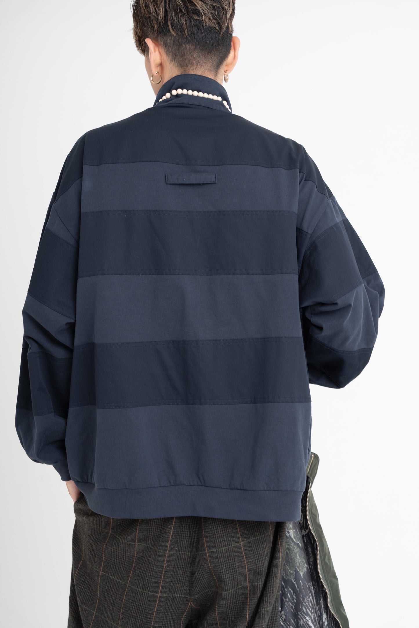 HALF ZIP BORDER  (navy)