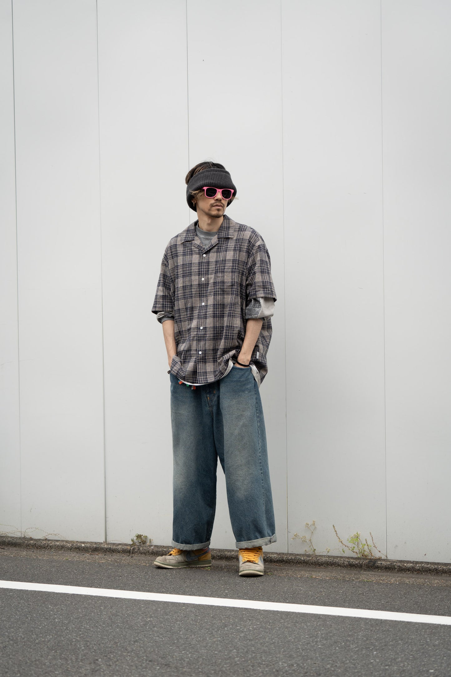 OPEN COLLAR SHIRT (check)