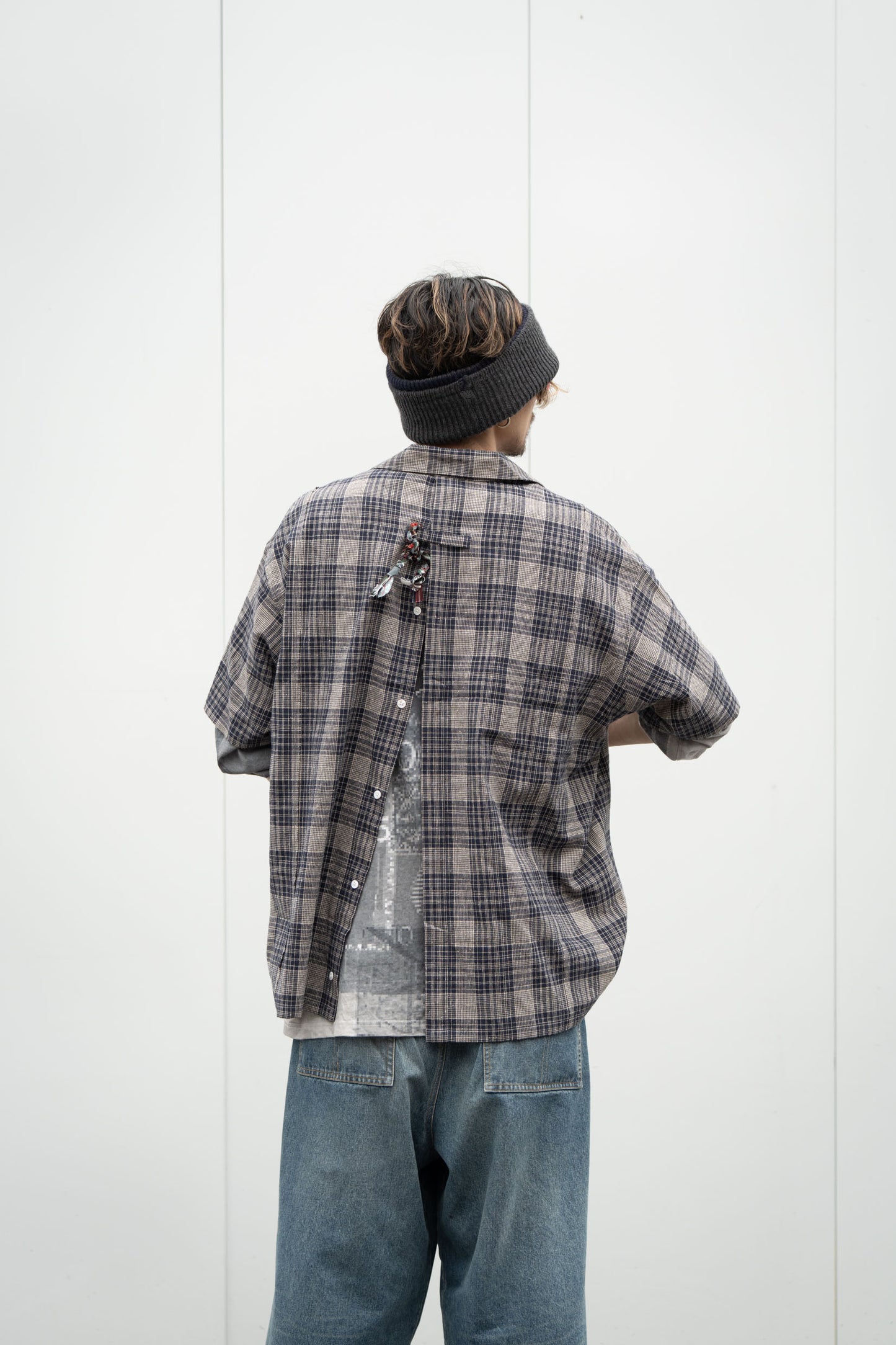 OPEN COLLAR SHIRT (check)
