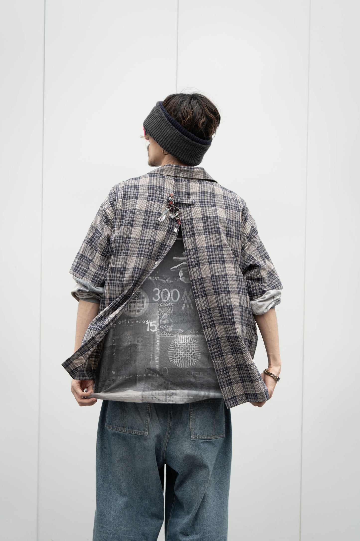 OPEN COLLAR SHIRT (check)