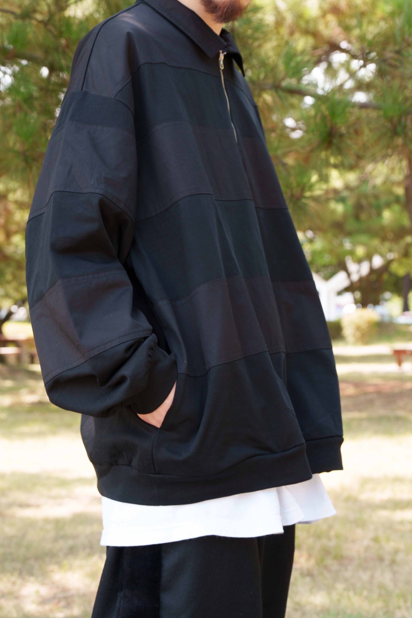 HALF ZIP BORDER  (black)