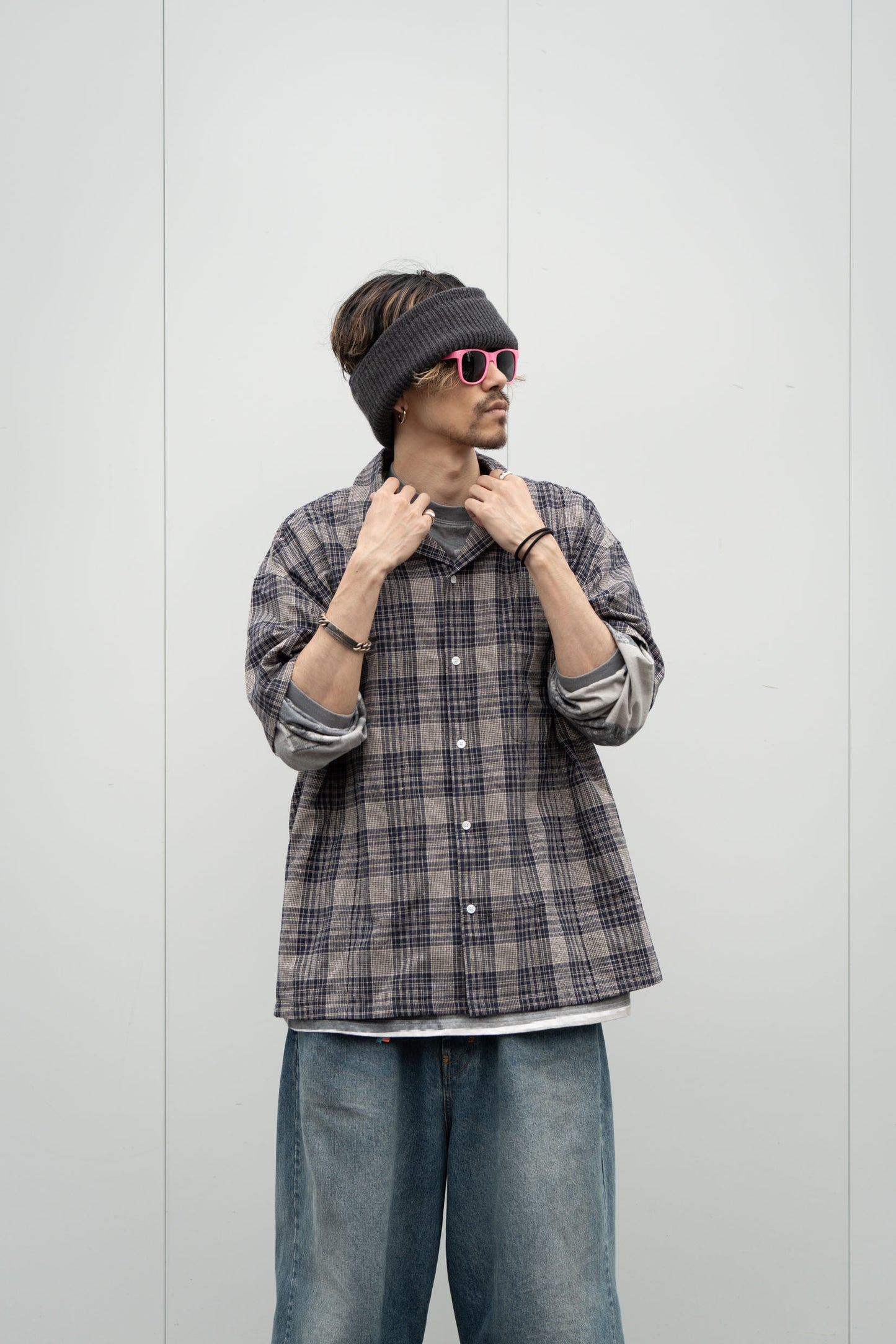 OPEN COLLAR SHIRT (check)