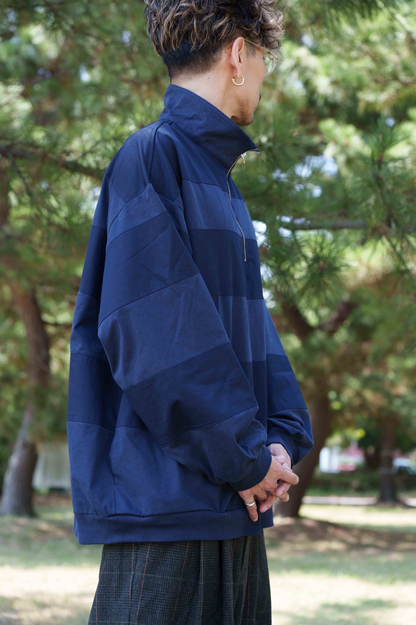 HALF ZIP BORDER  (navy)