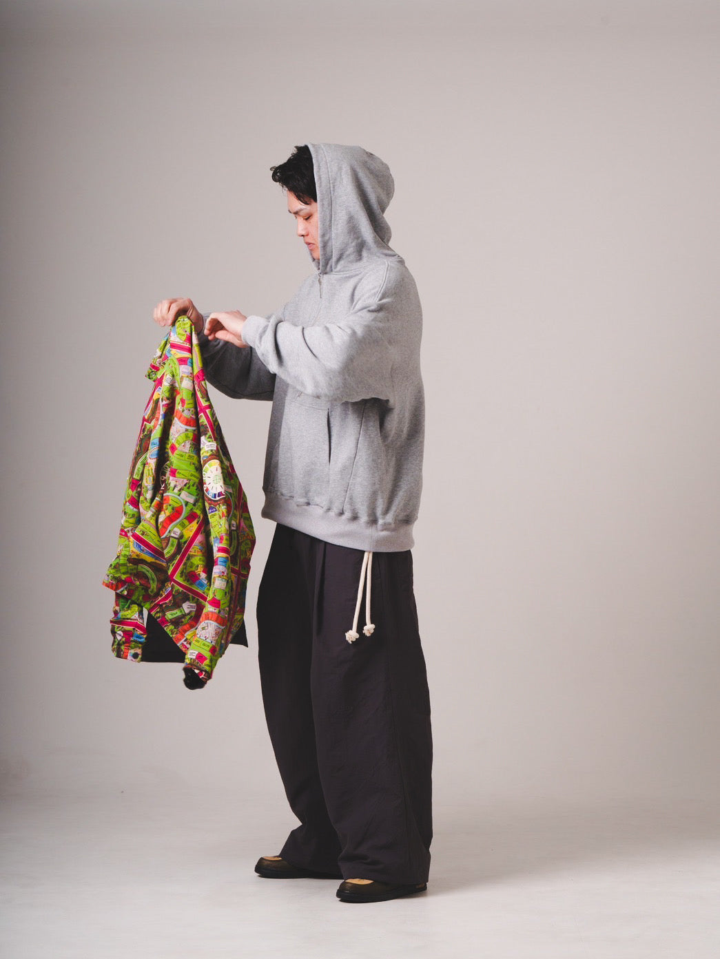 HALF ZIPPER HOODIE (gray) – TENHALF