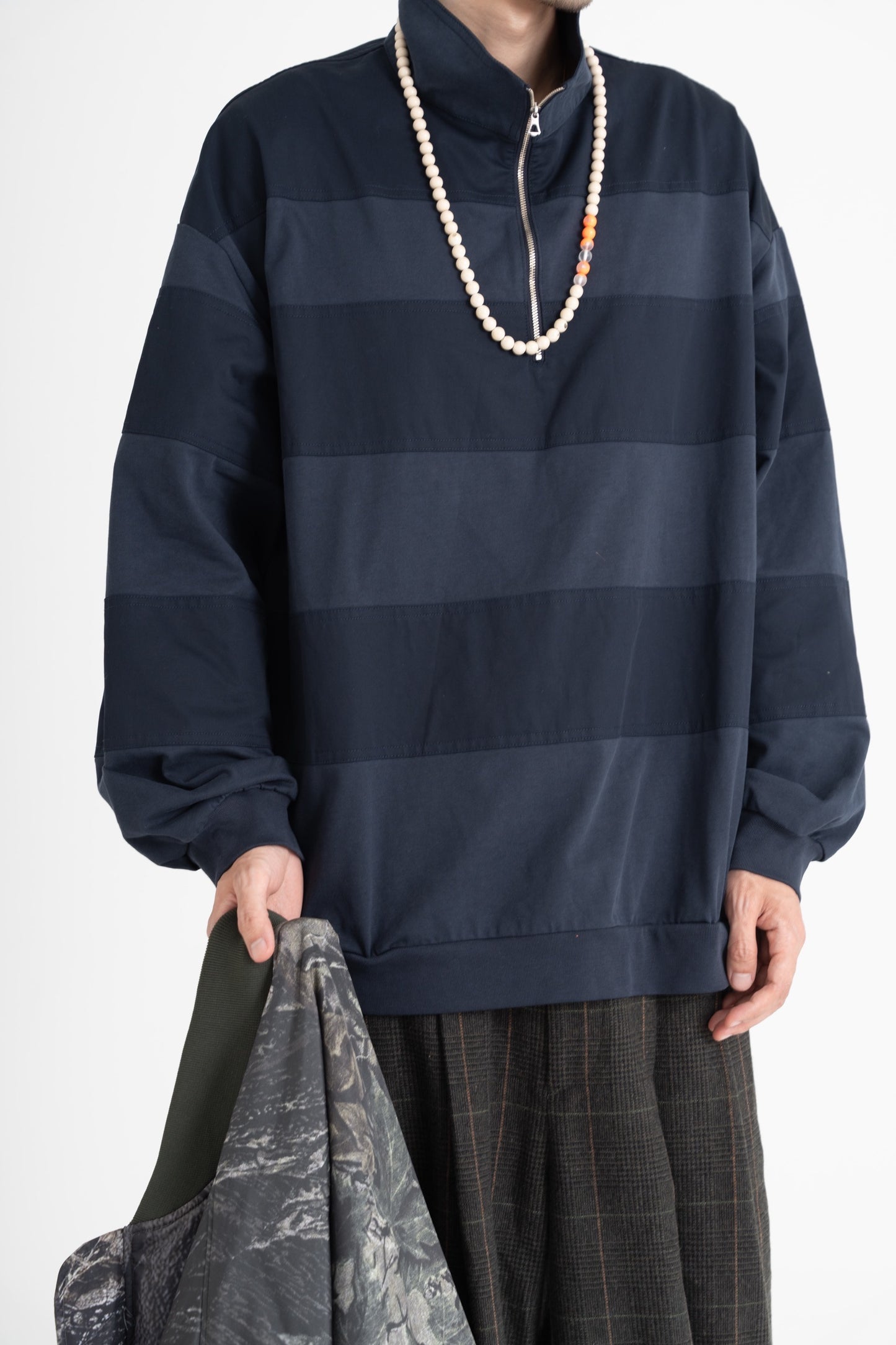 HALF ZIP BORDER  (navy)