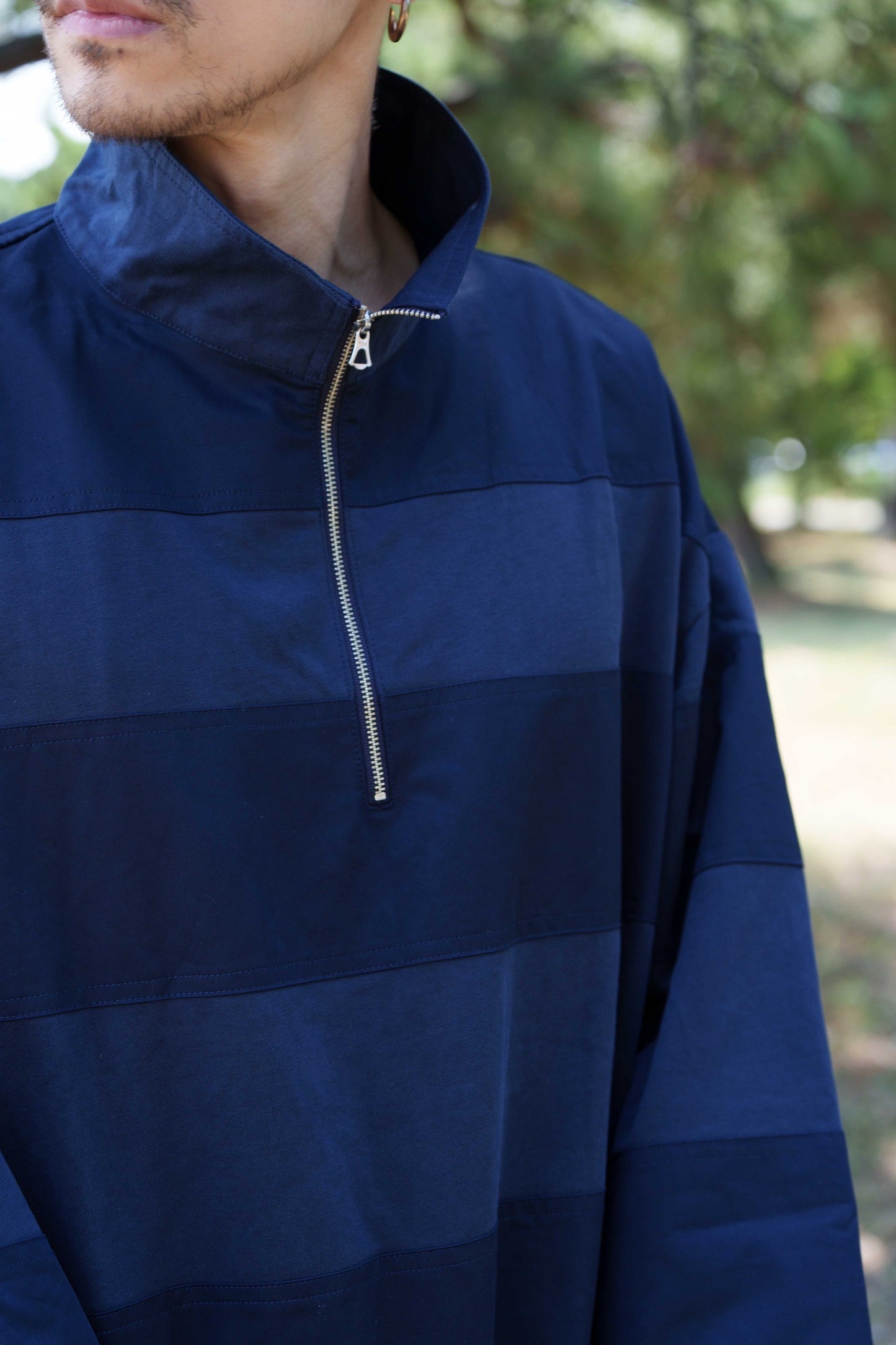 HALF ZIP BORDER  (navy)